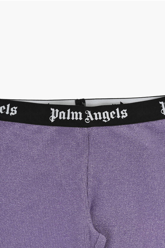 フレアード リブ ルレックス パンツ ウィズ ロゴ エラスティック バンド