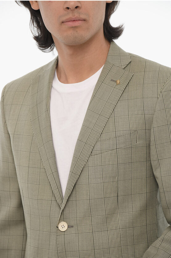 CC コレクション チェック ヴァージン ウール 2ボタン ブレザー
