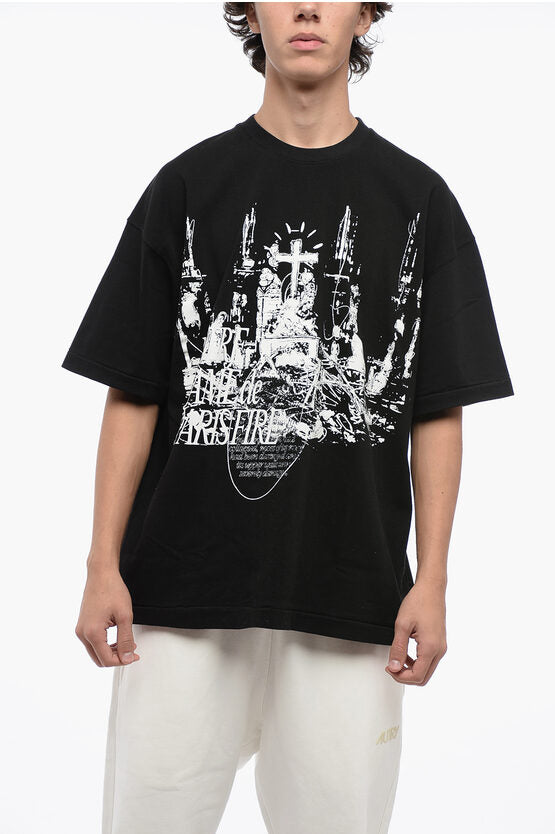 コットン クルーネック Tシャツ ウィズ コントラスト プリント