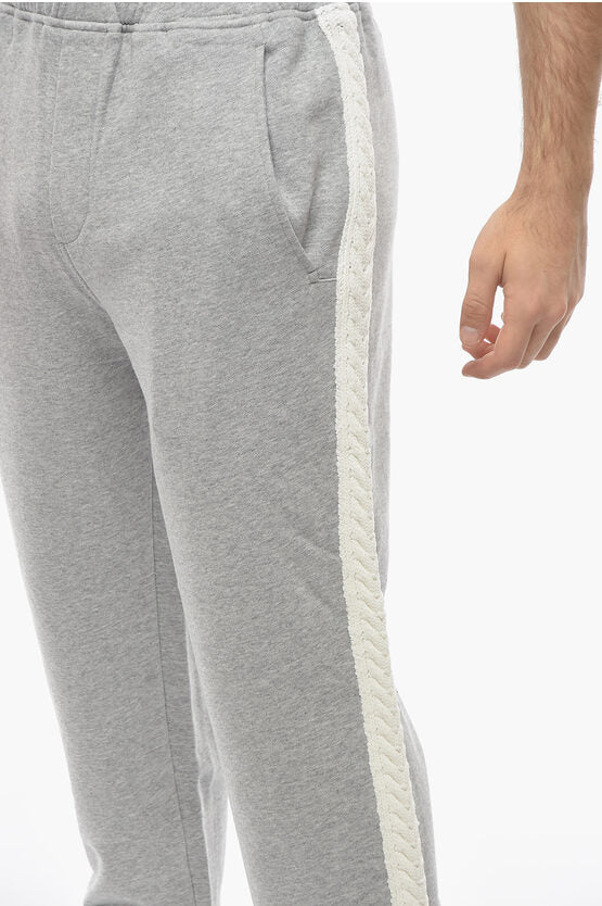 コットン ルーズ フィット スウェットパンツ ウィズ ニット サイド バンド