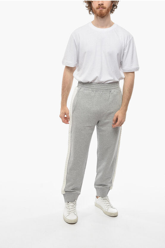 コットン ルーズ フィット スウェットパンツ ウィズ ニット サイド バンド