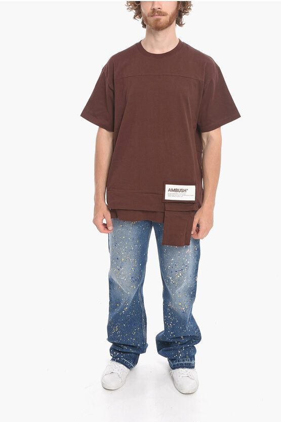 クルー ネック ウエスト ポケット コットン Tシャツ