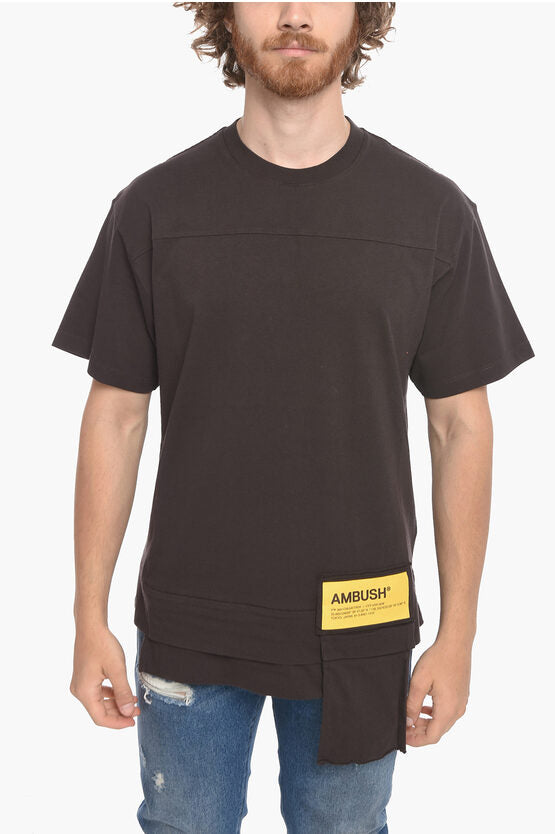 クルー ネック ウエスト ポケット コットン Tシャツ