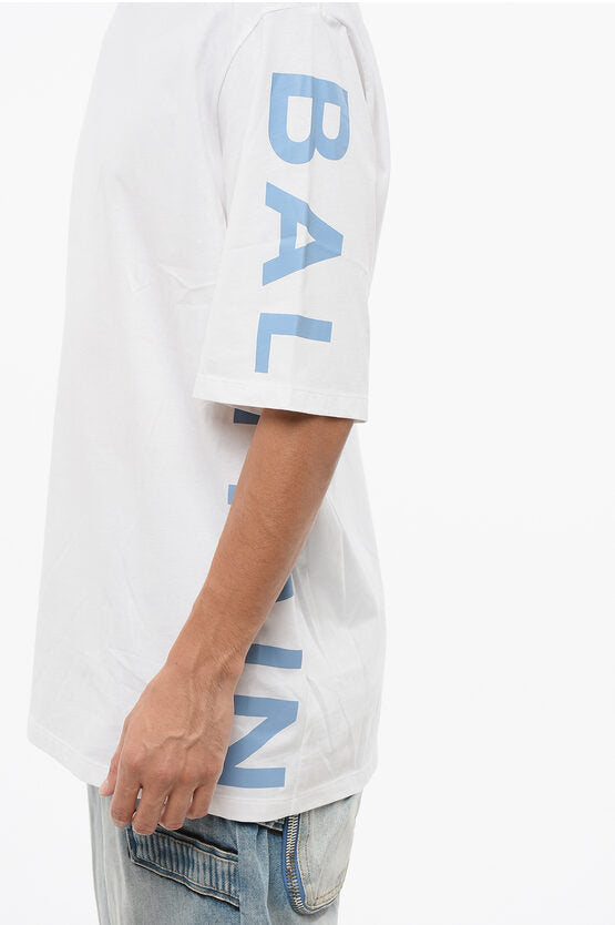 ソリッド カラー クルーネック Tシャツ ウィズ プリント ロゴ