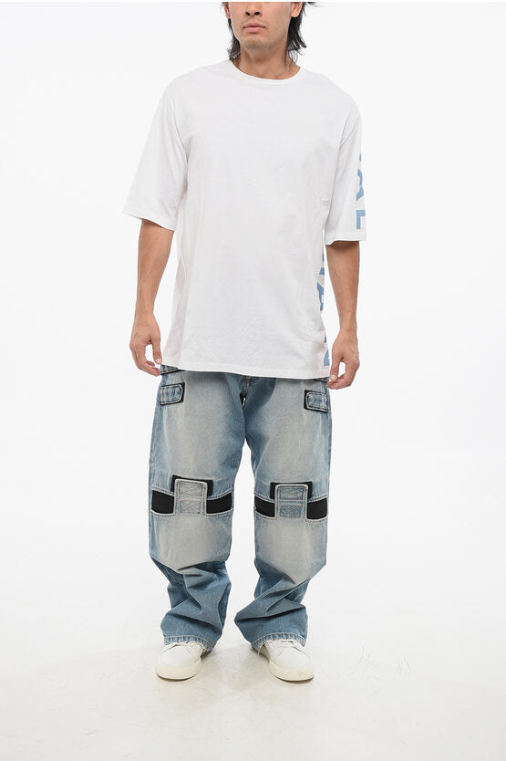 ソリッド カラー クルーネック Tシャツ ウィズ プリント ロゴ