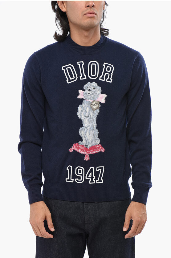 クルー ネック 1947 カシミア セーター ウィズ エンブロイダリー