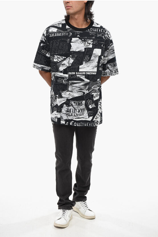 ジーンズ クチュール プリント ルーズ フィット クルーネック Tシャツ