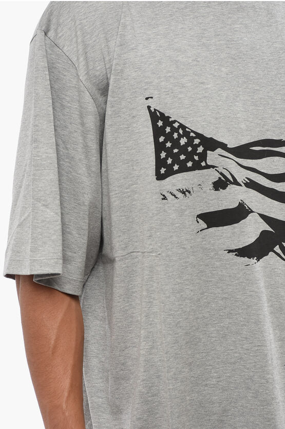 ソリッド カラー クルーネック Tシャツ ウィズ フロンタル プリント