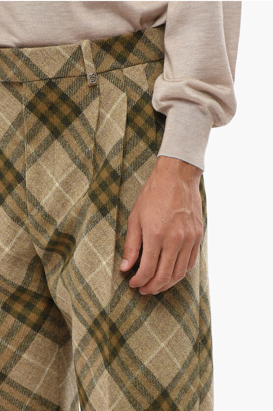 ダブルプリーツ ウール パンツ ウィズ アイコニック モチーフ