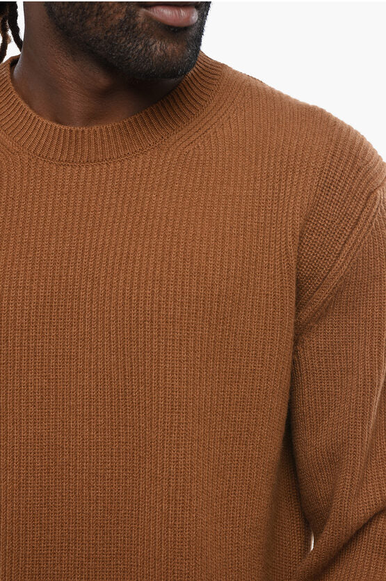 リブ ピュア カシミア クルーネック セーター