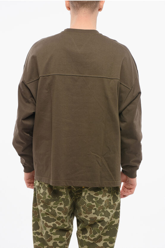 クルー ネック コットン Tシャツ ウィズ カフ