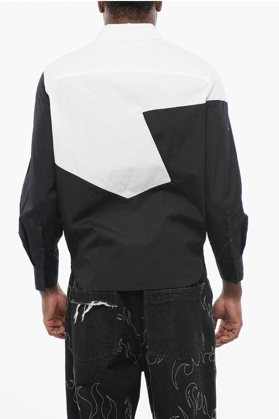 ツートーン ルーズ フィット シャツ ウィズ スプレッド カラー