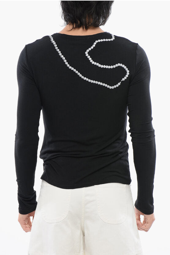 ネックレス ロング スリーブ Tシャツ