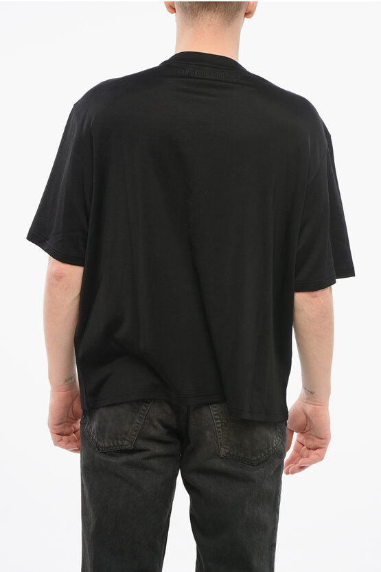 コットン ブレンド ノワール Tシャツ ウィズ ビーズ エンブロイダリー