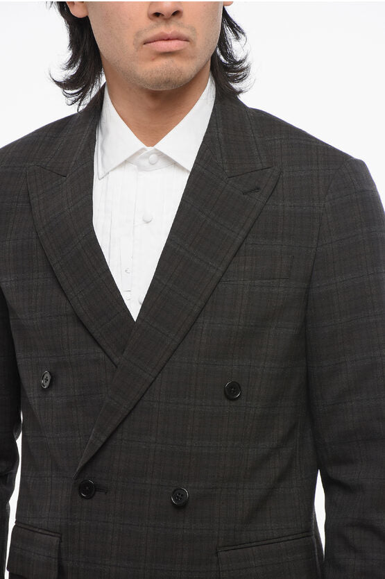 ダブルブレステッド チェック ブレザー