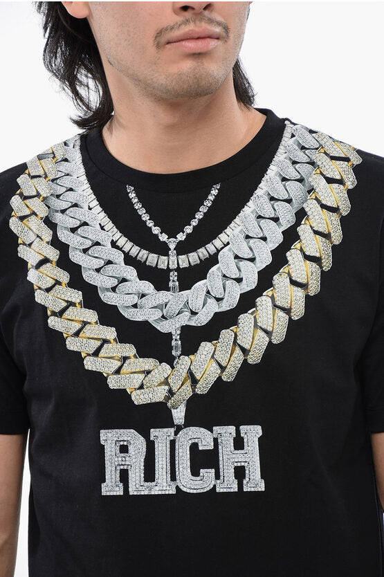 レギュラー フィット Tシャツ ウィズ ネックレス プリント
