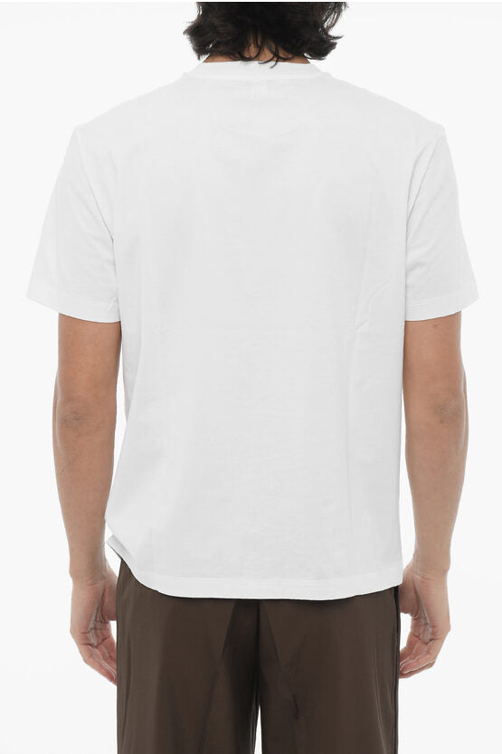 ソリッド カラー フォー ユー クルーネック Tシャツ ウィズ コントラスティング プリント