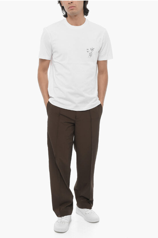 ソリッド カラー フォー ユー クルーネック Tシャツ ウィズ コントラスティング プリント