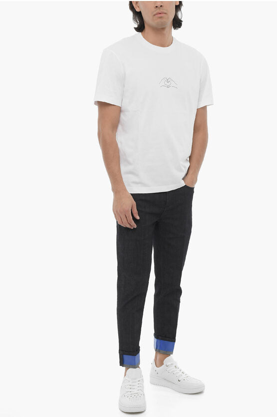 スリム フィット クルーネック Tシャツ ウィズ ハート プリント