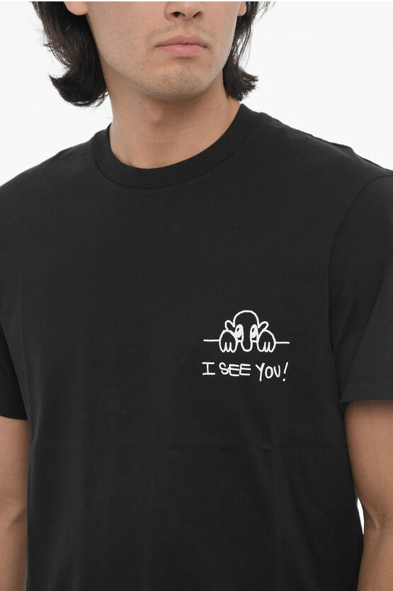 コットン スリム フィット アイ シー ユー クルーネック Tシャツ