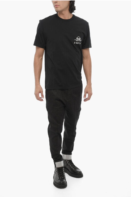 コットン スリム フィット アイ シー ユー クルーネック Tシャツ
