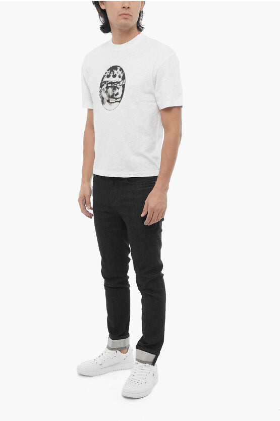 プリント スリム フィット ロック バンド クルーネック Tシャツ