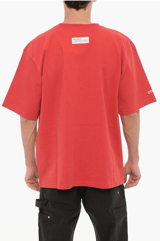 プリント コットン クルーネック Tシャツ