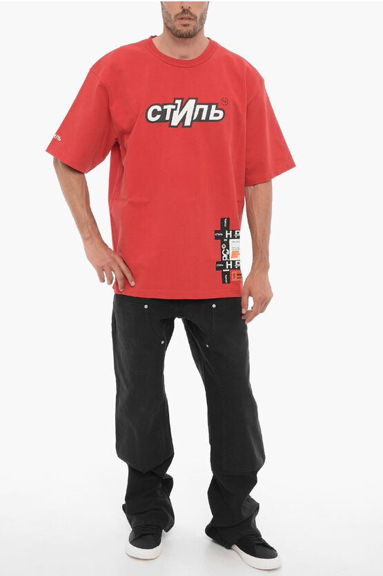 プリント コットン クルーネック Tシャツ
