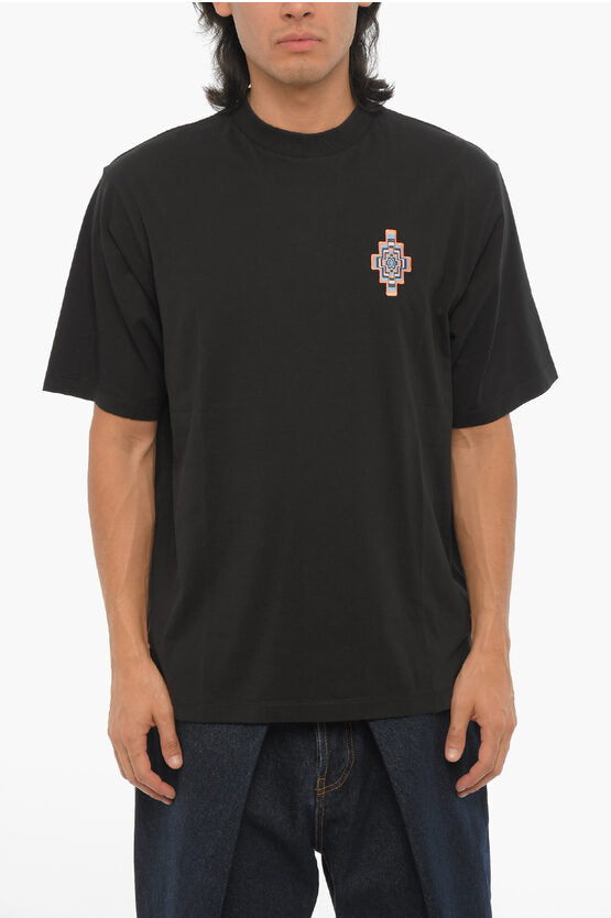 ソリッド カラー オプティカル クロス クルーネック Tシャツ