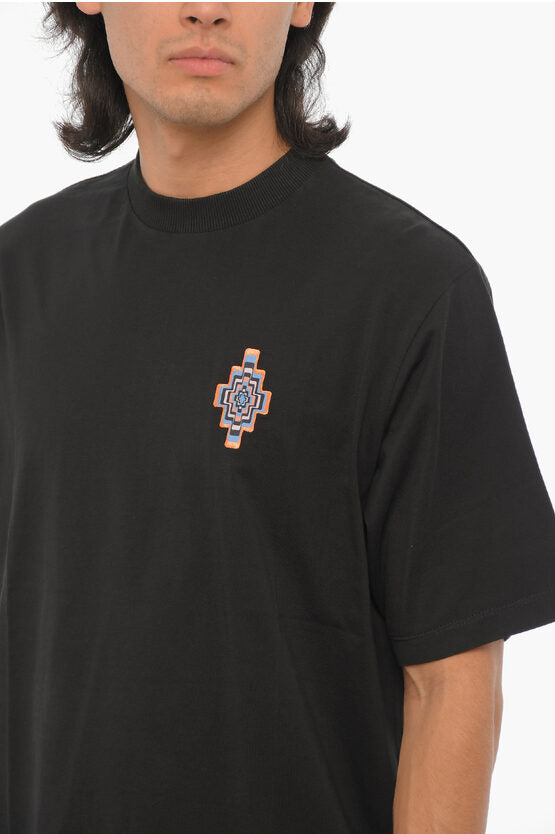 ソリッド カラー オプティカル クロス クルーネック Tシャツ