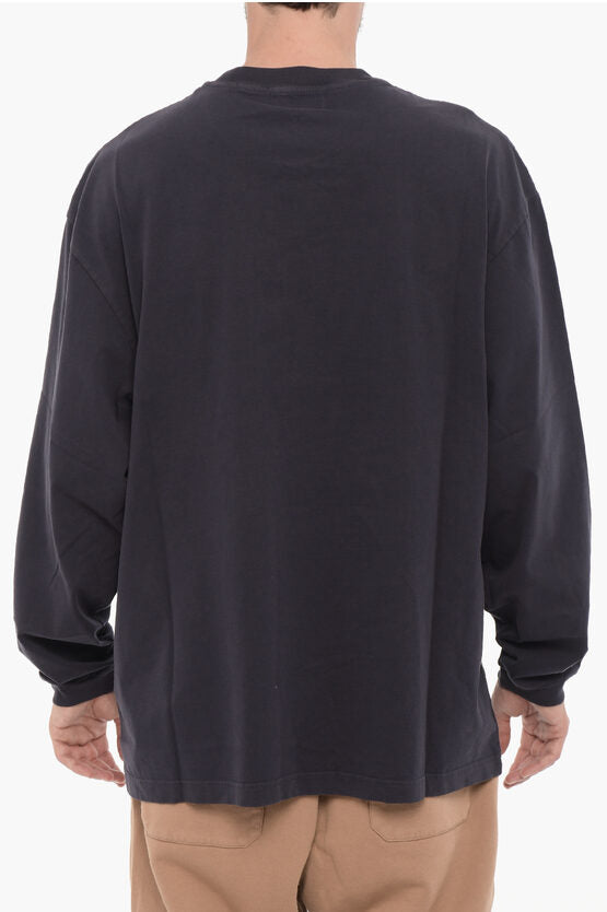 ロング スリーブ クルーネック Tシャツ ウィズ シルバートーン チェーン