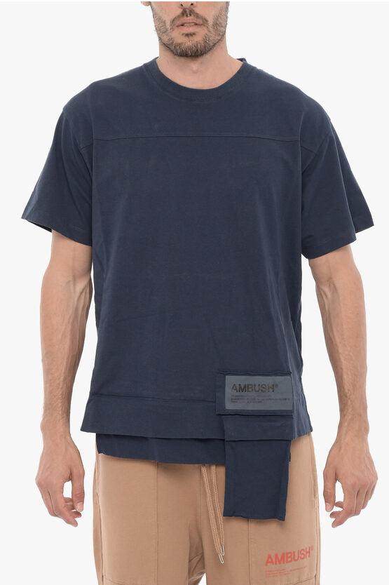 ソリッド カラー クルーネック Tシャツ ウィズ ウエスト ポケット