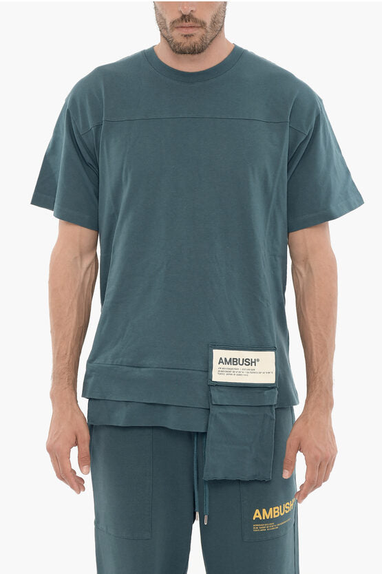 ソリッド カラー クルーネック Tシャツ ウィズ ポケット