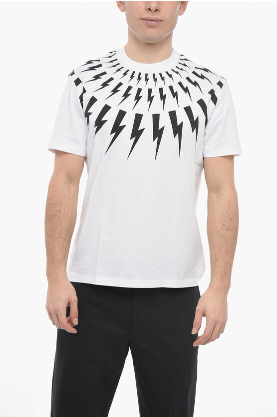 スリム フィット フェアアイル サンダーボルト クルーネック Tシャツ
