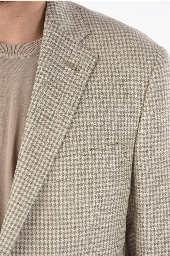 千鳥格子 モチーフ ゲート ノッチ ラペル パッチ ポケット 2ボタン ブラ