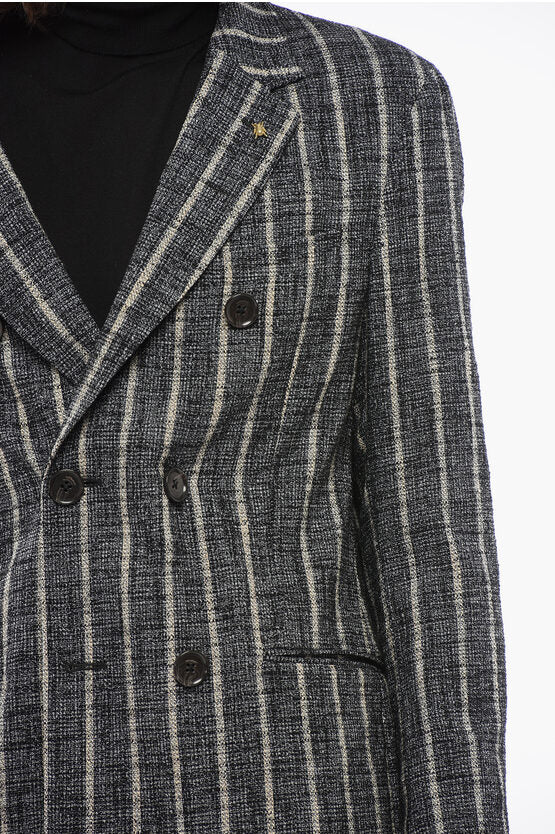 CC コレクション 裏地なし ストライプ リセット ダブルブレステッド ブレザー