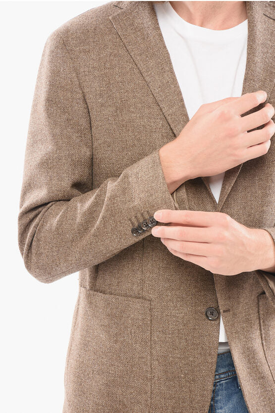 カシミア ウール ブレンド シングル ブレスト ブレザー