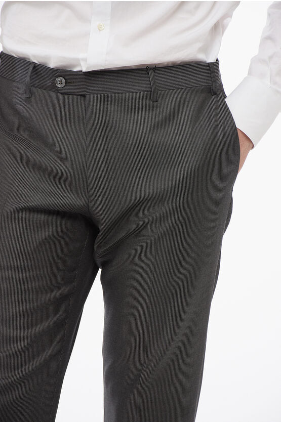 クール ウール パンツ ウィズ ストライプ モチーフ