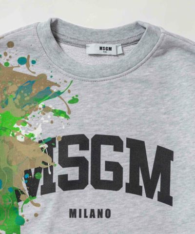 MSGM(エムエスジーエム)Kids & Junior ブランドロゴデザイン長袖スウェットプルオーバー