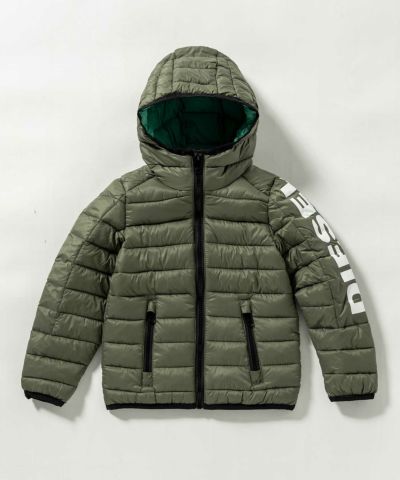 DIESEL(ディーゼル)Kids & Junior ブランドロゴジップアップフーディーダウンジャケットコート