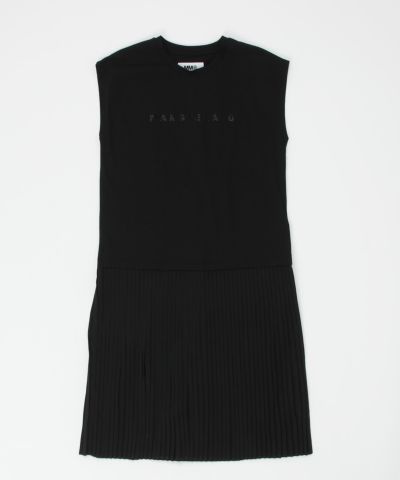 MM6 Maison Margiela(エムエムシックス)Kids & Junior ブランドロゴノースリーブ切り替えプリーツワンピース