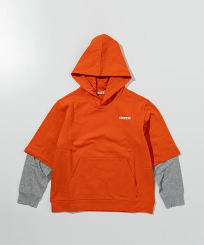 MARNI(マルニ)Kids & Junior ワンポイントブランドロゴレイヤードフーディーパーカープルオーバー