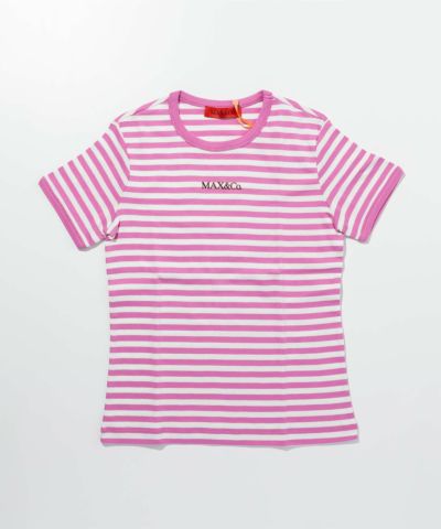 MAX&Co.(マックス アンド コー)Kids & Junior ワンポイントブランドロゴボーダー半袖Tシャツカットソー