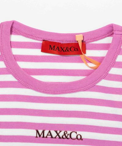 MAX&Co.(マックス アンド コー)Kids & Junior ワンポイントブランドロゴボーダー半袖Tシャツカットソー