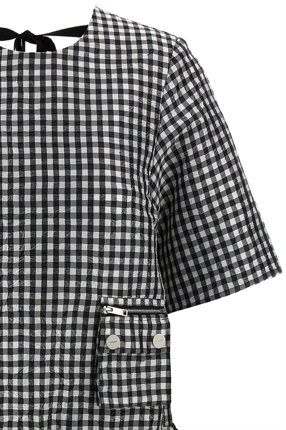 Ganni ガニー 'Crinkled Check Mini' dress ワンピース Ganni/ガニー｜'Crinkled Check Mini' ドレス