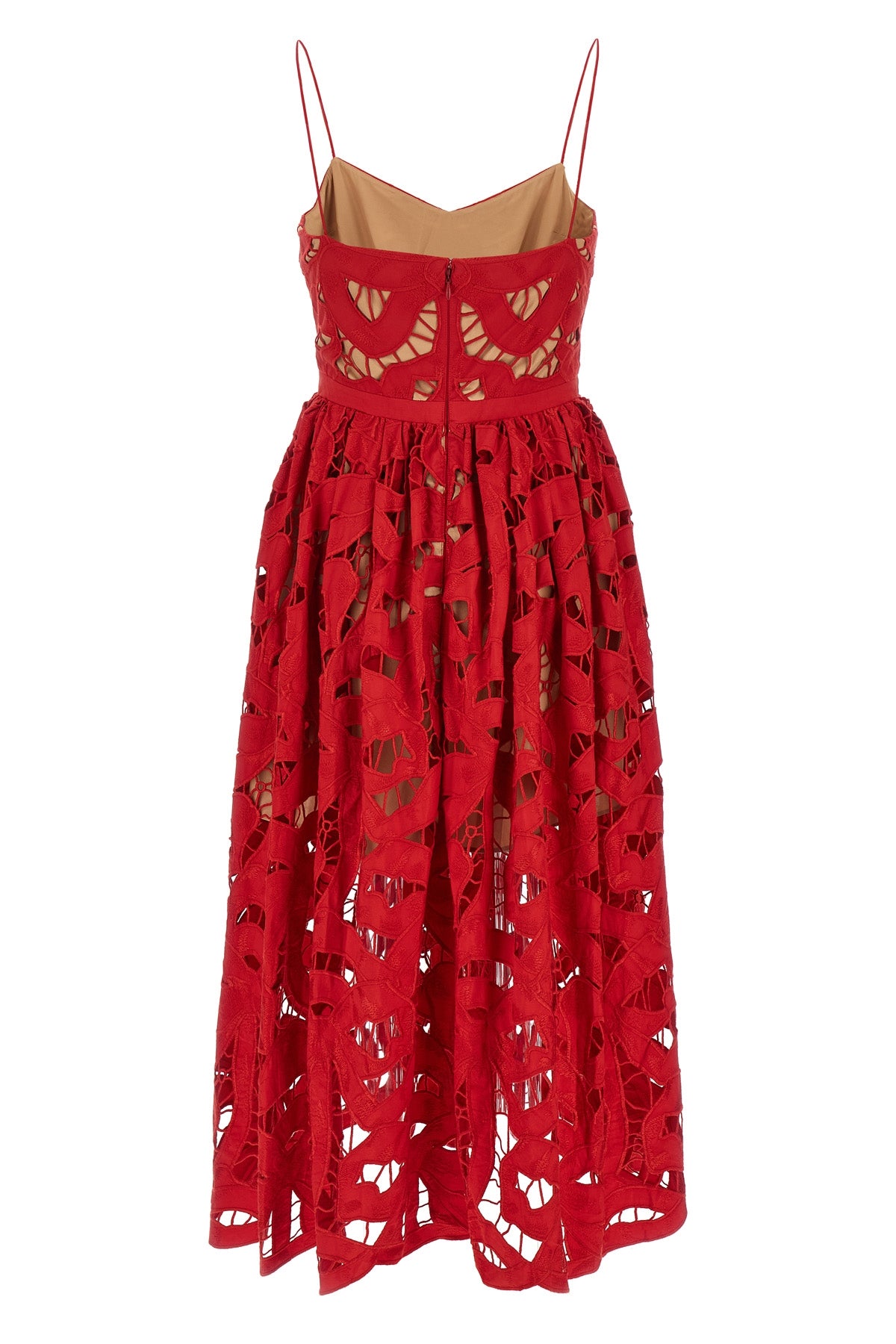 'Red Bow Embroidered Midi'