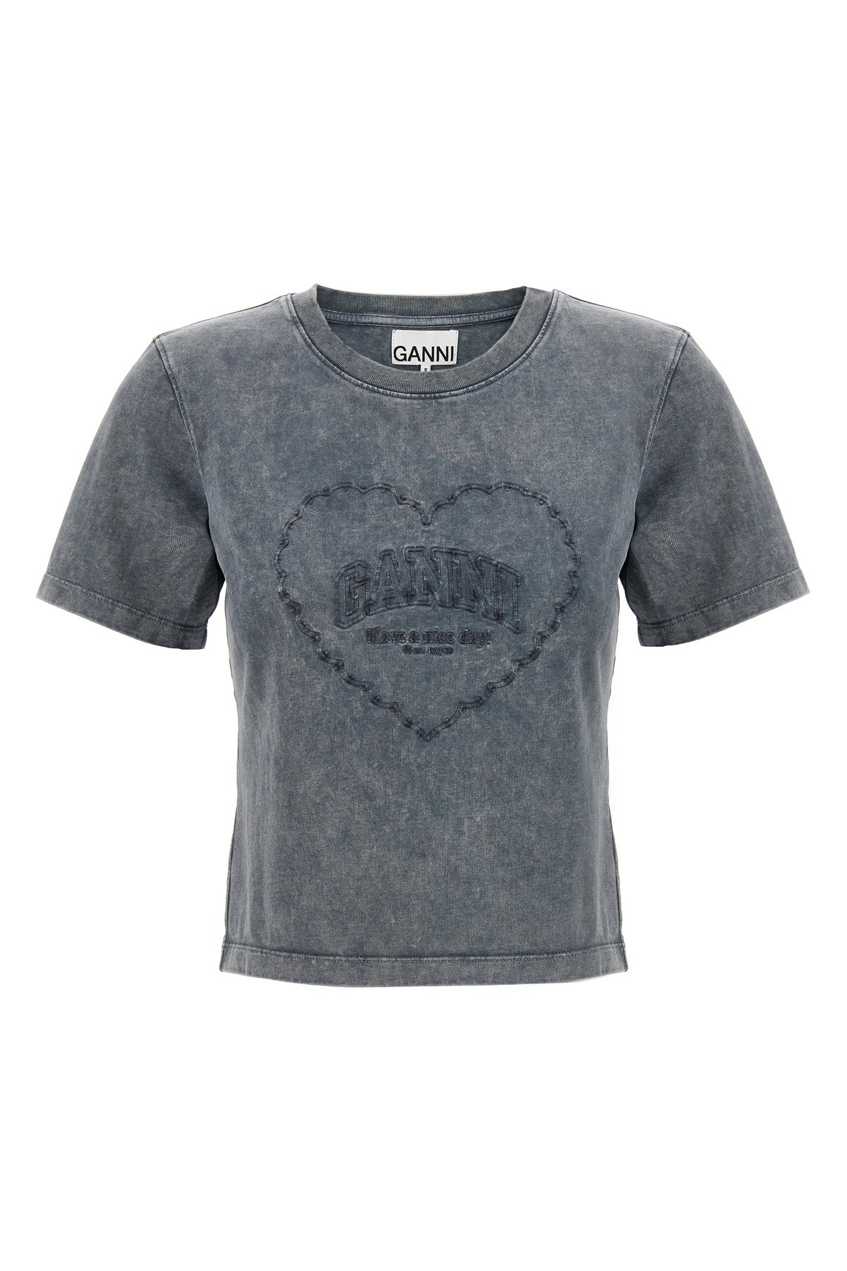 Tシャツ・カットソー Ganni 'Grey Washed Heart' T-shirt Ganni/ガニー|'Grey Washed Heart' Tシャツ