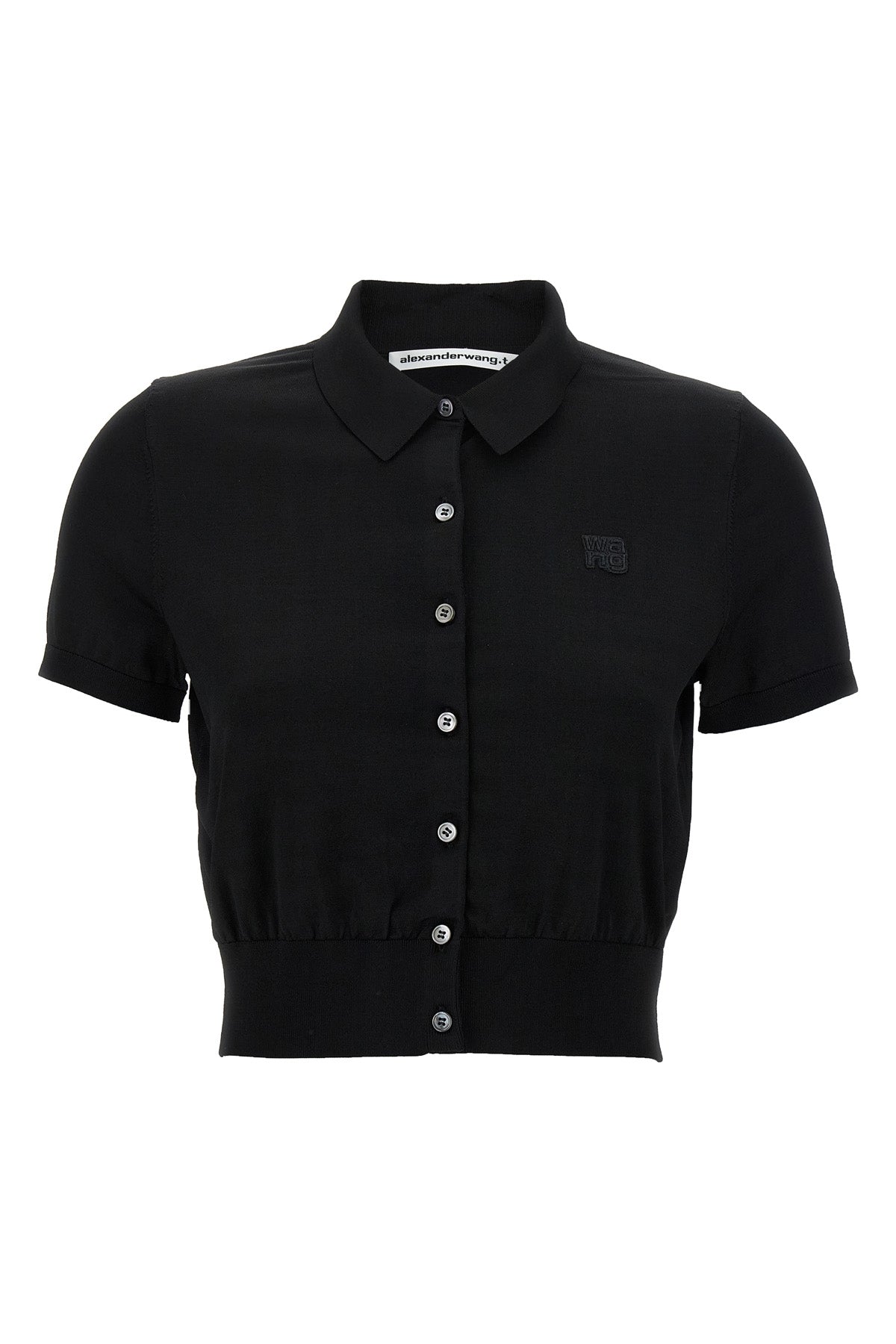 Tシャツ・カットソー Alexander Wang FW25 Logo patch polo shirt (4KC3253065 001) Alexander Wang/アレキサンダーワン|ロゴ パッチ ポロ シャツ