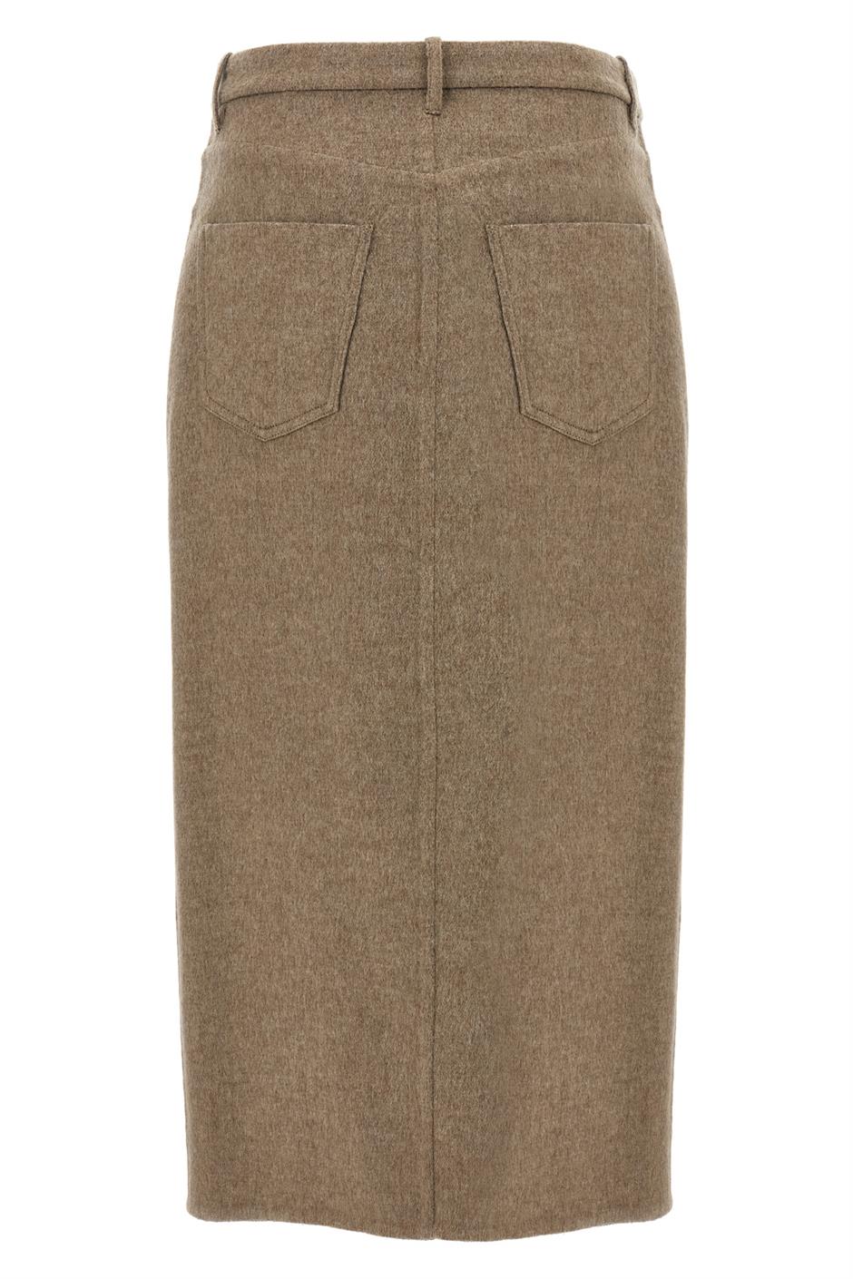 【関税＆送料込み】Brunello Cucinelli 'Wrapped' Skirt BRUNELLO CUCINELLI Organza-trimmed cotton-blend midi wrap