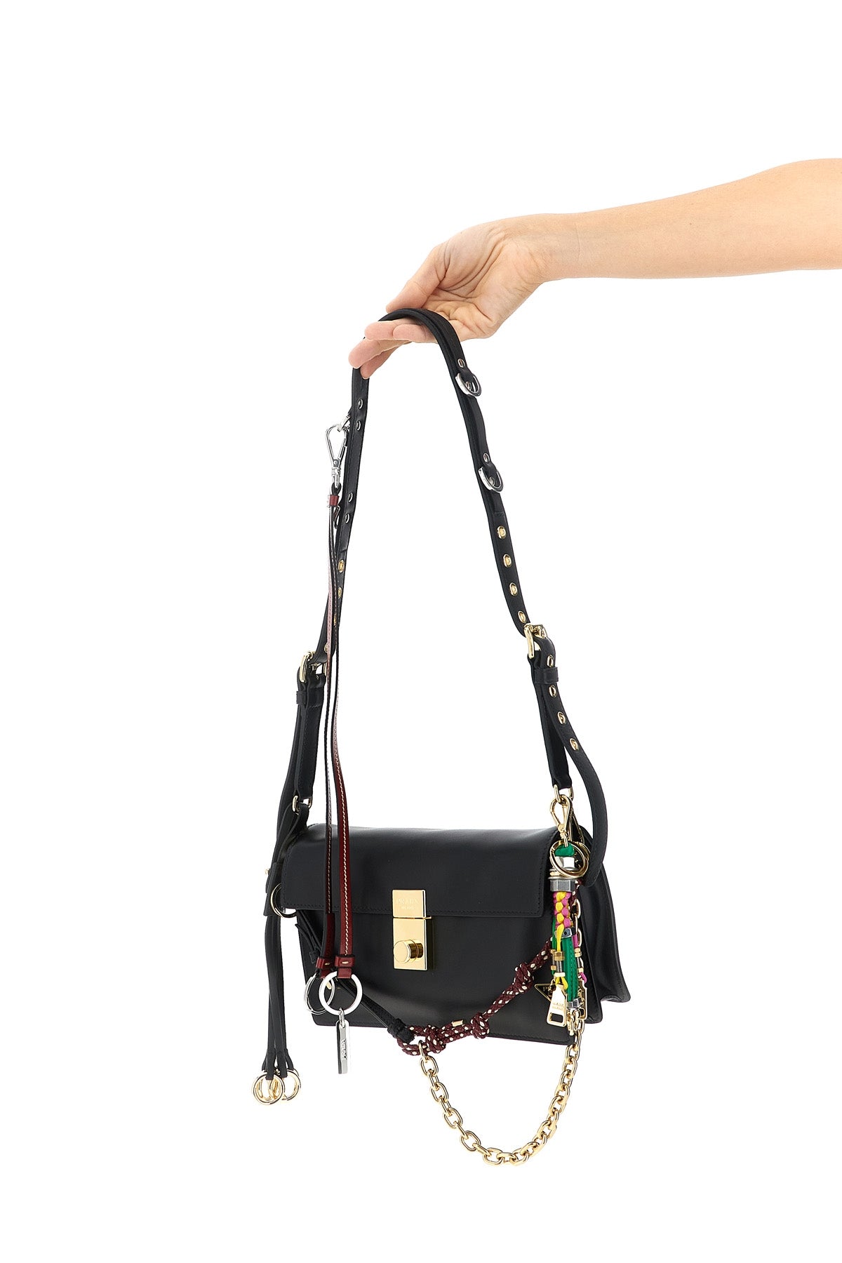 ◆大人気◆【PRADA】Soft Sound スモールレザーショルダーバッグ White Prada Soft Sound small leather shoulder bag with